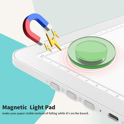Elice Rechargeable A4 Light Pad with Carry Bag, Magnetic LED Light Board with Physical Button, Super Bright Diamond Art Light Pad, Ultra-Thin Light Box for Tracing, Weeding, Diamond Painting -White - color: White, size: A4 with Carry Bag