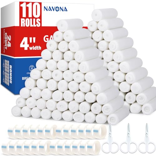 Navona 110 Pack Gauze Rolls, 4 in x 4.1 Yards - color: Pack of 110