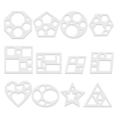 JJUNW 12 Pcs Drawing Stencil, Geometric Stencils Art Painting Template | Circle Square Heart Star Template Set Simple Drawing Stencils for Classroom Painting DIY Craft - size: 5in