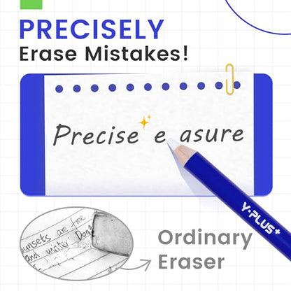 Eraser Pen with Sharpener, Fine Detail Erasing, Blue, 3 Pcs - color: Blue