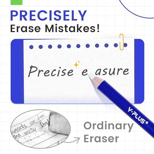 Eraser Pen with Sharpener, Fine Detail Erasing, Blue, 3 Pcs - color: Blue