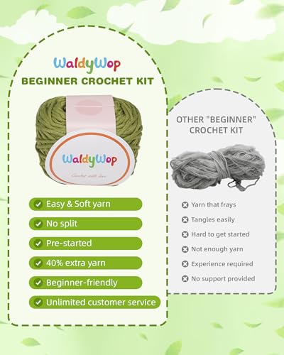 WaldyWop Crochet Kit for Beginners: 8 Flower Bookmarks Knitting Kit w/Video - color: Flower Bookmarks
