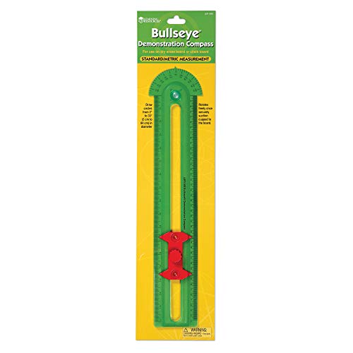 Learning Resources Bullseye Demonstration Compass, Dual-Scale Ruler, Classroom Whiteboard Accessories, Teacher Aids, Grades 1+