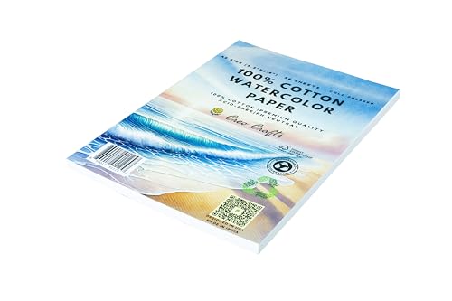 Creo Crafts 100% Cotton Watercolor Paper A5 (5.8 x 8.3 in) - 36 Sheets, 250 GSM Cold Pressed, Gelatin Sized, Acid-Free Natural White Artist Paper for Watercolour & Gouache - size: A5
