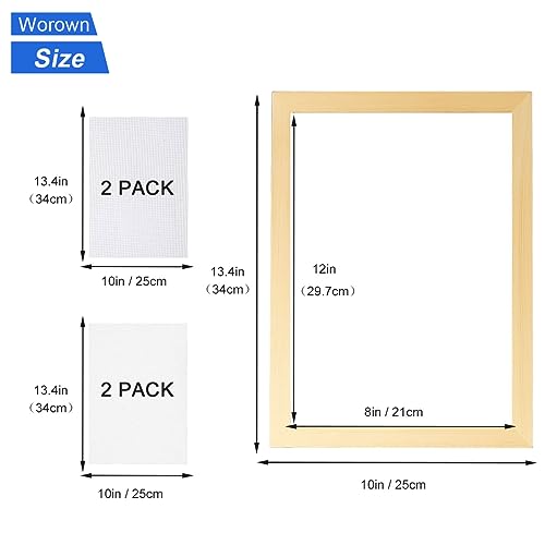 Worown A4 Wooden Paper Making Screen Kit, Paper Making Frames, Mould and Deckle for DIY Crafts (12 x 8 Inch) - size: A4