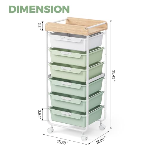 APEXCHASER Rolling Craft Storage Cart with 6 Drawers, Art Cart,Green - color: Green, size: 6-Drawers