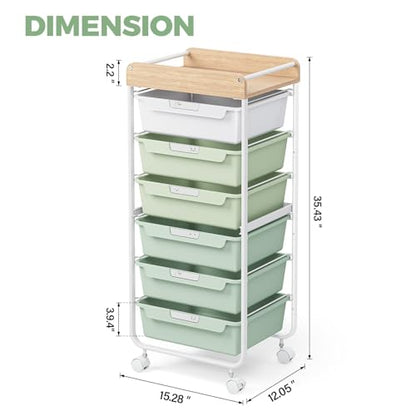 APEXCHASER Rolling Craft Storage Cart with 6 Drawers, Art Cart,Green - color: Green, size: 6-Drawers