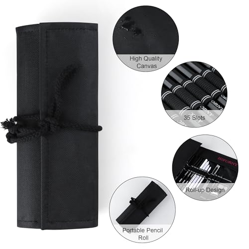 HIFORNY 36 PCS Sketching Drawing Pencil Set,Sketch Pencils Art Supplies with Graphite,Charcoal,Blending Tools,Accessories,Drawing Kit for Adults Artists in Canvas Roll Up Case