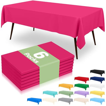 misaya 6 Packs Plastic Table Cloth Hot Pink Disposable Tablecloth - color: Hot Pink, size: 54" X 108"
