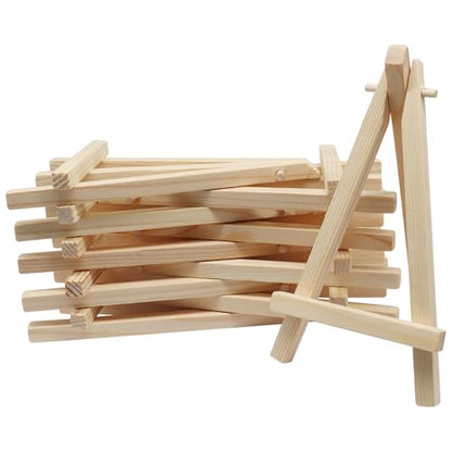 10 Pcs 5.7 Inch Mini Wood Display Easels - Natural Wooden Tabletop Easel Stands for Displaying Photos, Pictures, Art Cards & Small Canvases