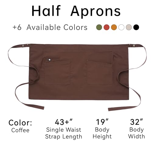 Waist Apron for Men Server Bistro Half 4251BY - color: Coffee, size: 1 Pack