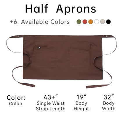 Waist Apron for Men Server Bistro Half 4251BY - color: Coffee, size: 1 Pack