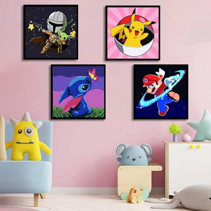 KOJEFCV 4 Pack Cartoon Paint by Number for Kids, Paint by Numbers for Kids - color: XYH008