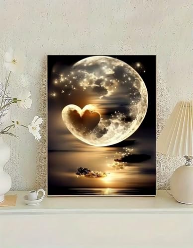 YIYITUPO Diamond Painting Kit, Full Moon Landscape, 12x16 Inches, Round Resin Rhinestones, Full Drill Coverage, Adults (YYZ-017) - color: YYZ-017