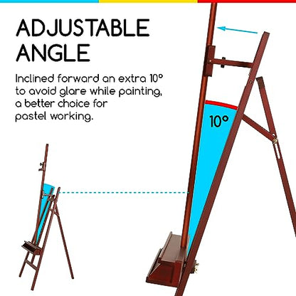 MEEDEN Large Painting Easel Stand: Solid Beech Wood Studio Easel for Adults - color: Deep Walnut