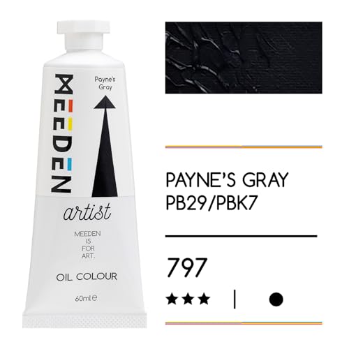 MEEDEN Artist Grade Oil Paint: Payne's Gray - 60ml/2oz Tube | Professional Art Paints and Supplies for Canvas Painting - color: Payne's Gray, size: 2 Fl Oz (Pack of 1)