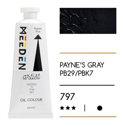 MEEDEN Artist Grade Oil Paint: Payne's Gray - 60ml/2oz Tube | Professional Art Paints and Supplies for Canvas Painting - color: Payne's Gray, size: 2 Fl Oz (Pack of 1)