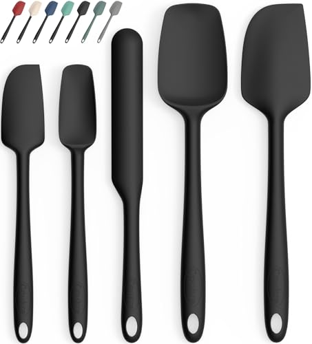 Coukre Silicone Spatula Set of 5,High Temperature Resistant, Food Grade Silicone, Dishwasher Safe, for Baking, Cooking (Pure Black) - color: Pure Black