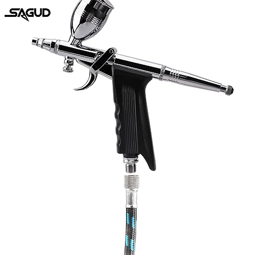 Airbrush Gun Set Single Action Air Brush Pen 0.3mm with Extra 0.5 0.8 mm Needles,Airbrush Hose and 2CC/5CC/13CC Cup Kit