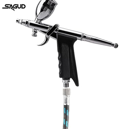 Airbrush Gun Set Single Action Air Brush Pen 0.3mm with Extra 0.5 0.8 mm Needles,Airbrush Hose and 2CC/5CC/13CC Cup Kit