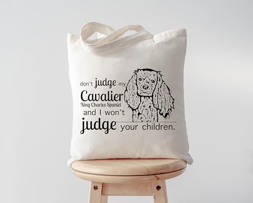 Pet Studio Art Don't Judge My Dog Tote Bag - color: Cavalier