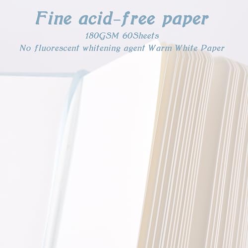 Mix Media Pad,3.5"x5.5" Small Hardcover Leather Art Sketchbook,60 Sheets(112lb/180gsm) Heavyweight Acid Free Artistic Painting Drawing Sketching Paper, Handy Pocket Journal Sketchbook.Light Blue - color: 180gsm-light blue