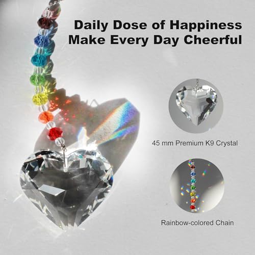 Celebrating You Rainbow Maker, Birthday Gifts for Women, Friendship Gifts | Matching Gift Card, Gift Box & Bag | Crystal Heart Suncatcher | Brighten Every Day with Rainbows - color: Rainbow