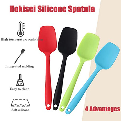 Silicone Spatula Set, Rubber Spoon Spatula for Baking, Heat Resistant Cooking Utensil, Flexible Silicone Spoon Baking Mixing Tool Cooking Gadget (4-Piece) - size: 8.2 in x 1.8 in x 4 Pcs