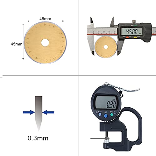 Titanium Coated 45mm Rotary Cutter Blades 15 Pack Fits Olfa, Fiskars, Replacement Rotary Blade for Arts Crafts Quilting Scrapbooking Sewing, Sharp and Durable - size: 45mm 15pcs (Titanium Plating)