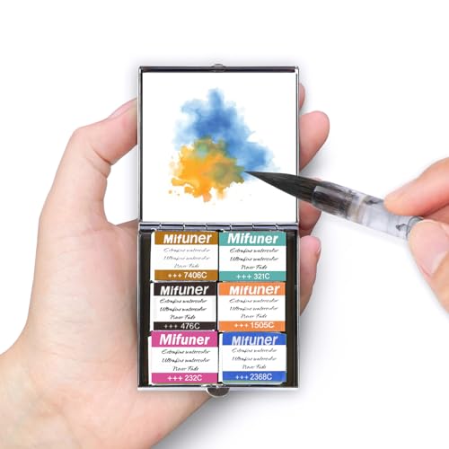 Mini Portable Handmade Artist Watercolor Paint,6 Colors Solid Watercolor - color: Solid Watercolor--Mix Color 07