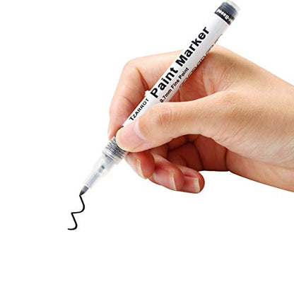 White Paint Pen, 8 Pack 0.7mm Acrylic Paint Pens with 2 White 2 Black 2 Gold 2 Silver Permanent Marker for Wood Rock Fabric Metal Plastic Ceramic Acrylic Markers Extra Fine Tip