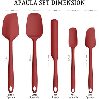 Coukre Silicone Spatula Set of 5,High Temperature Resistant, Food Grade Silicone, Dishwasher Safe, for Baking, Cooking (Pure Red) - color: Pure Red