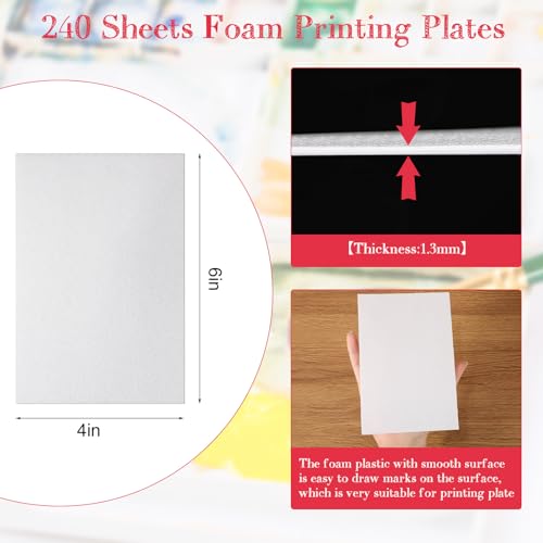 Cholemy 240 Pcs Foam Sheets Craft 4 x 6 Inch White Foam Printing Plates | 1.3mm Foam Printing Paper Board for Crafts Scrapbooking Card Making DIY Project Crafting Printing, Back to School Supplies - size: 4 x 6 Inch