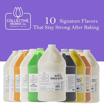 Collective Aromas Co. Rye Emulsion for Baking, Concentrated Rye Flavoring for Bread, Cookies, Cakes & Frosting, Heat-Stable Liquid, 1 Gallon 128 fl oz, Kosher, Made in USA - size: Rye - 1 Gallon (128 fl oz)