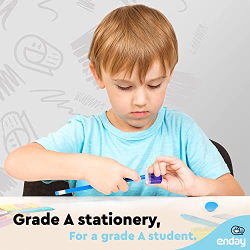 Pencil Sharpener Dual Hole Manual Purple, Jumbo Crayon Sharpener with Cover and Bin, Handheld Color Pencil Sharpeners for Large & Standard Pencils, Also Available in Red, Green, Blue, 1 Pc – By Enday - color: Purple