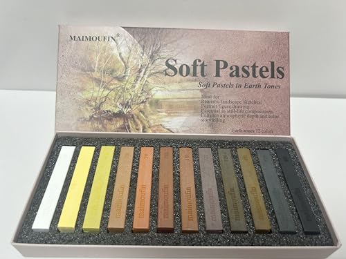 12‑Pack Earth‑Tone Soft Chalk Pastels,Artist Pastels (Brown) | Soft Pastels for Artists Professional Grade Square Chalk Soft Pastels Blendable, For Artist,Drawing, Painting & Sketching - color: Brown