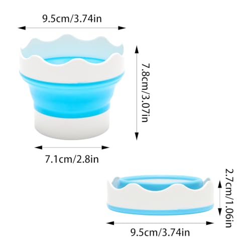 PINE & LINEN 4pcs Collapsible Paint Water Cup,Silicone Portable Watercolor Brush Holder & Cleaner,Foldable Washing Bucket for Outdoor Painting,Travel,Art Class