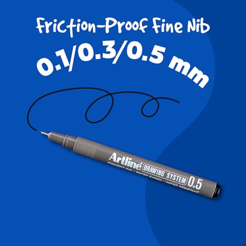 Artline 230 Drawing System Fineliner Pens, Art Technical Drawing Sketch Pens, Ideal for Drafting, Illustrating & More, Black, 0.1mm, 0.3mm, 0.5mm Fine Tips, 3-Pack - style: 0.1, 0.3, 0.5mm Nib Sizes | 3-Pack