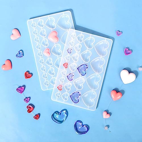 2Pcs Heart Silicone Mold for Making Earrings Jewelry | Mixed Size Heart Shape Silicone Mold, Heart-Shaped Casting Jewelry Mold,Making Crafting Projects - color: mix-heart