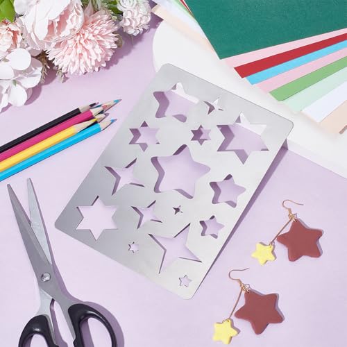UNICRAFTALE Star Shape Metal Stencil Cutouts Cutting Stencils Template Stainless Steel Reusable Stencils Decorative Embossing Drawing for Cabochons Bracelets Earrings Making Jewelry Craft - style: Star