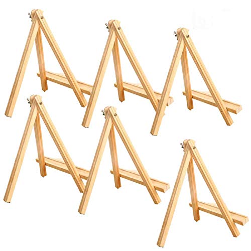 9.4 Inches Tall Wood Easels Set of Tabletop Display Easels, Art Craft Painting Easel Stand for Artist Adults Students (6pack) - style: 6pack