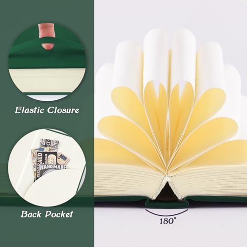 Mix Media Pad,3.5"x5.5" Small Hardcover Leather Art Sketchbook,105 GSM 200 Sheets/400 Pages Acid Free Artistic Painting Drawing Sketching Writing Paper, Handy Pocket Journal Notebook.Blackish Green - color: 105gsm-blackish green