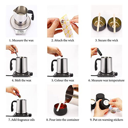 SAEUYVB Candle Making Kit,DIY Starter Soy Candle Making Kit for Adults | Candle Making Supplies with Pouring Pot,Perfect for Making Exquisite Candles as Gifts for Birthdays, Mother's Day, Christmas - size: 12 pcs candle tins kit