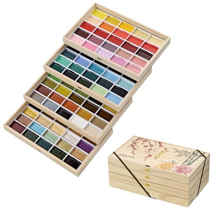 Kuretake Gansai Tambi Watercolor Paint Set, 100 Colors, Wooden Box, Japan - style: 100 Colors Ⅳ