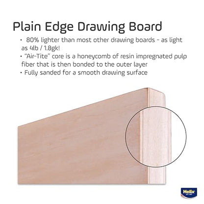 Helix - Wooden Drawing Board - Plain Edge - Lightweight - 18x24 inch | Sketching Outdoors - Up to 80% Lighter Than Most - Smooth Surface - Portable and Durable Art Gear for Professionals - size: 18” x 24”, style: Plain Edge