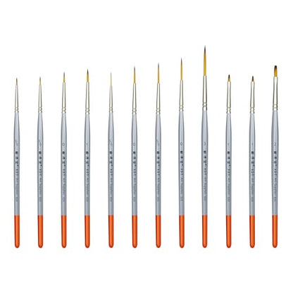 XDT#820 Detail Paint Brush 12 Piece Set for Acrylic Painting, Miniature Paint Brushes for Model Craft and Body Painting, Acrylic Oil Watercolor - color: Grey 12pc