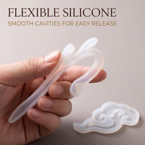 5 Pcs White Silicone Resin Hairpins Molds Hair Stick Kit for Jewelry Crafts Making Jewelry Resin Casting Molds,Jewelry Casting Supplies