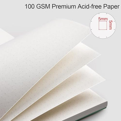 AHGXG Dotted Journal, Grid Spiral Notebook, 110 Pages, A4 (8.5" x 11") | 100 GSM Thick Dot Paper, Waterproof Plastic Cover Journals for Journaling, Sketching (Green) - color: Green, style: A4-Dotted