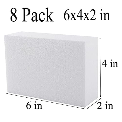 AMZQNART 8pcs 6x4x2in Craft Foam Blocks White for DIY Crafting and Model - size: 6×4×2in-8pcs