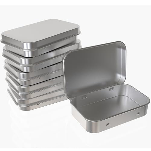 Hulless Small Hinged Tin Box Metal Tins Storage Containers, Silver 6Pcs | Portable Craft Organizer for Home Storage to pills, candies, herbs, planting seed, nail art etc - color: Silver, size: 3.8'' X 2.6'' (6 Count)